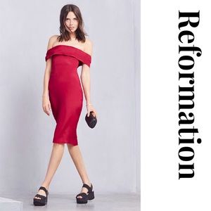 Reformation Carrera Off The Shoulder Midi Dress